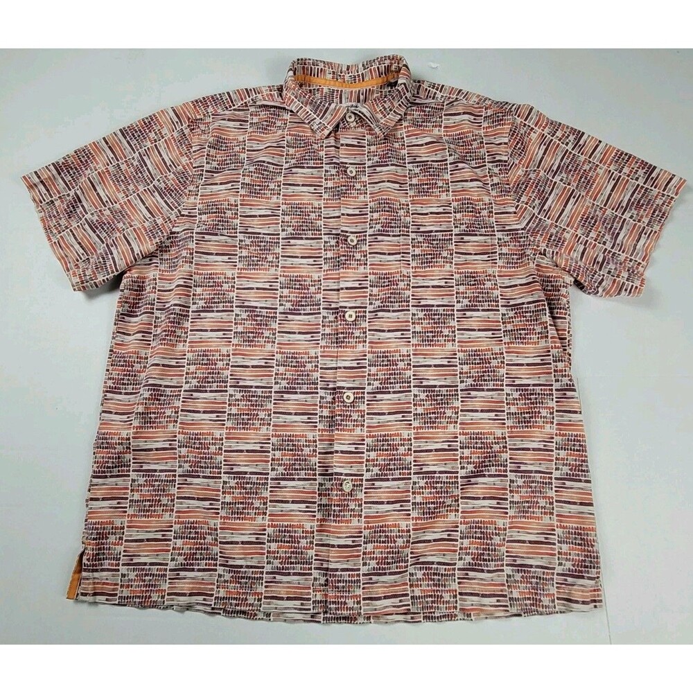 Tommy Bahama Island Zone Shirt Mens XL Multicolor Short Sleeve Geometric